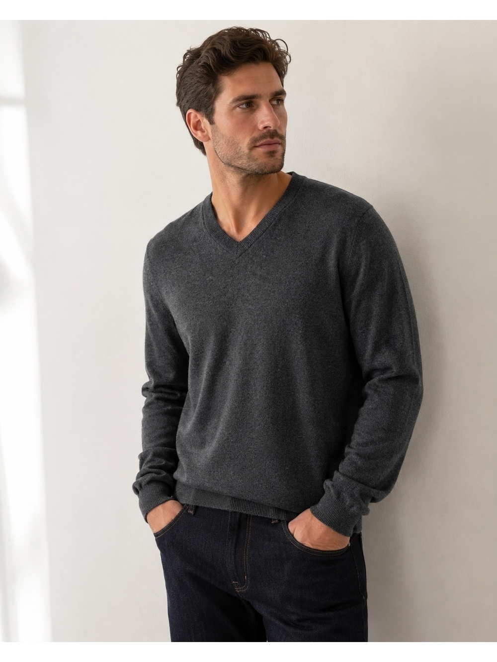 Theory 100% Cashmere V-Neck Sweater Charcoal Gray XXL Men’s Luxury Knit